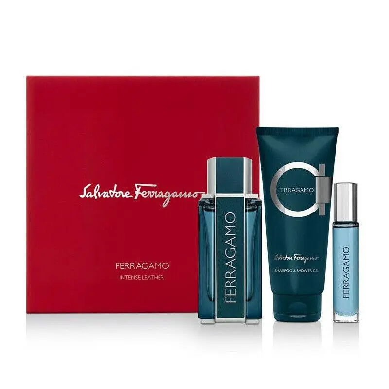 Intense Leather 3pc Set 3.4 oz 10 ml Edp Spray 3.4 oz SG by Salvatore Ferragamo