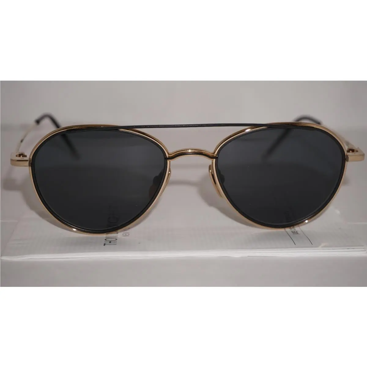 Thom Browne Sunglasses Aviator Gold Black Grey TB-109-A-T-GLD -blk 53 20 141