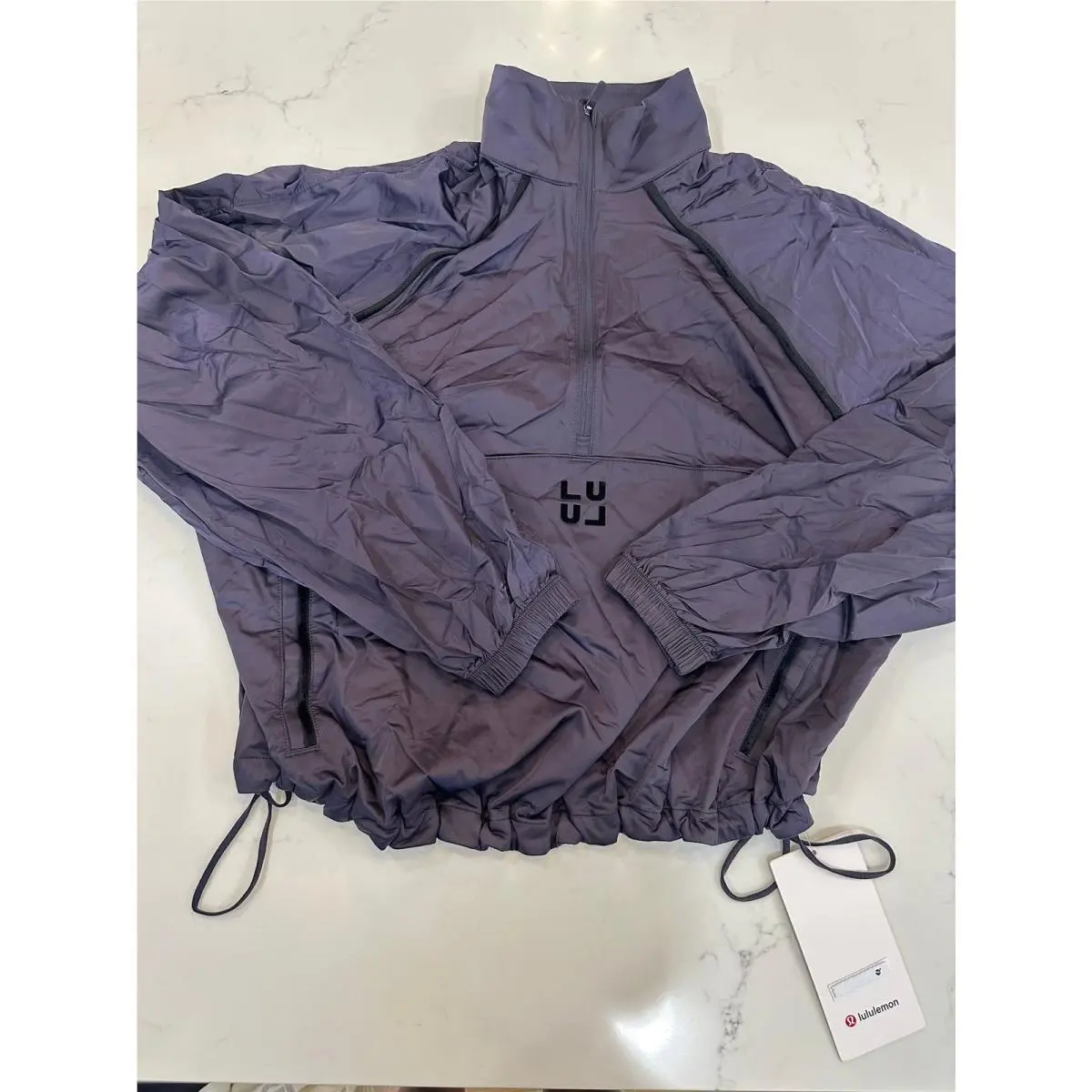 Lululemon Stretch-satin Flocked Training Jacket Women`s XS Purple Full Zip