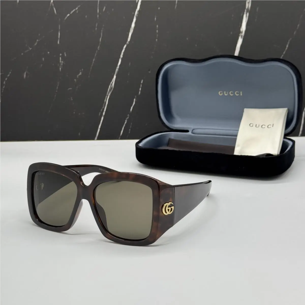 Cccc Havana Gray Oversized Women Sunglasses by Gucci