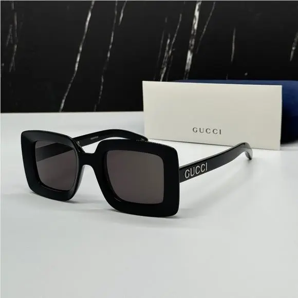 Square Sunglasses  GG1718S 001 Black Grey Eyewear by Gucci