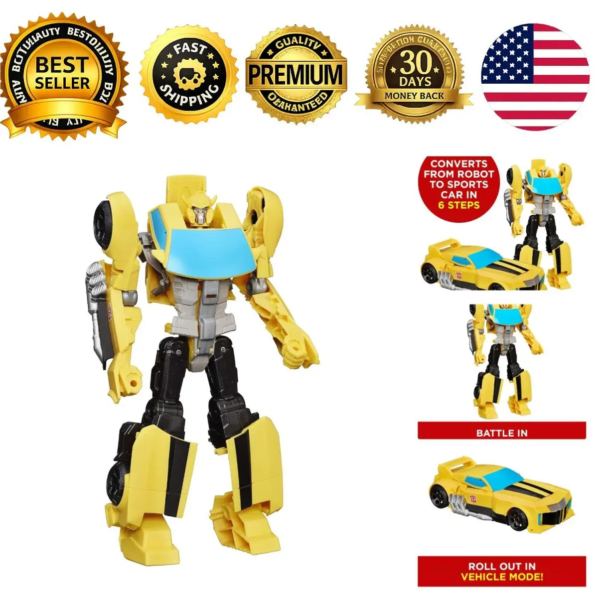 Transformers Heroic Bumblebee Action Figure 11 Inch Large Scale Yellow Car