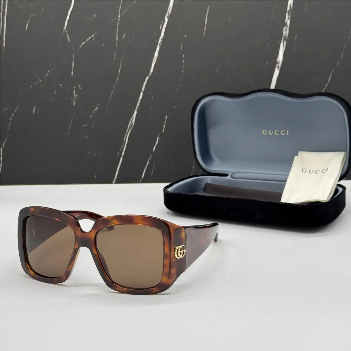GG1402S 002 Havana Brown Oversized Women Sunglasses by Gucci