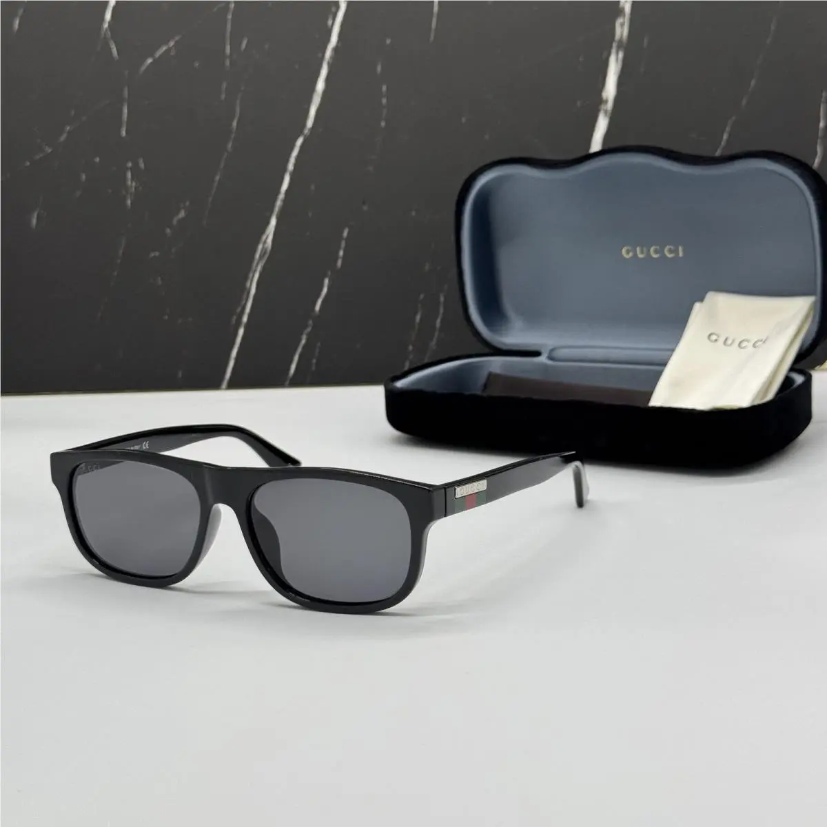 GG0770SA 001 Black Gray Square Men Sunglasses by Gucci
