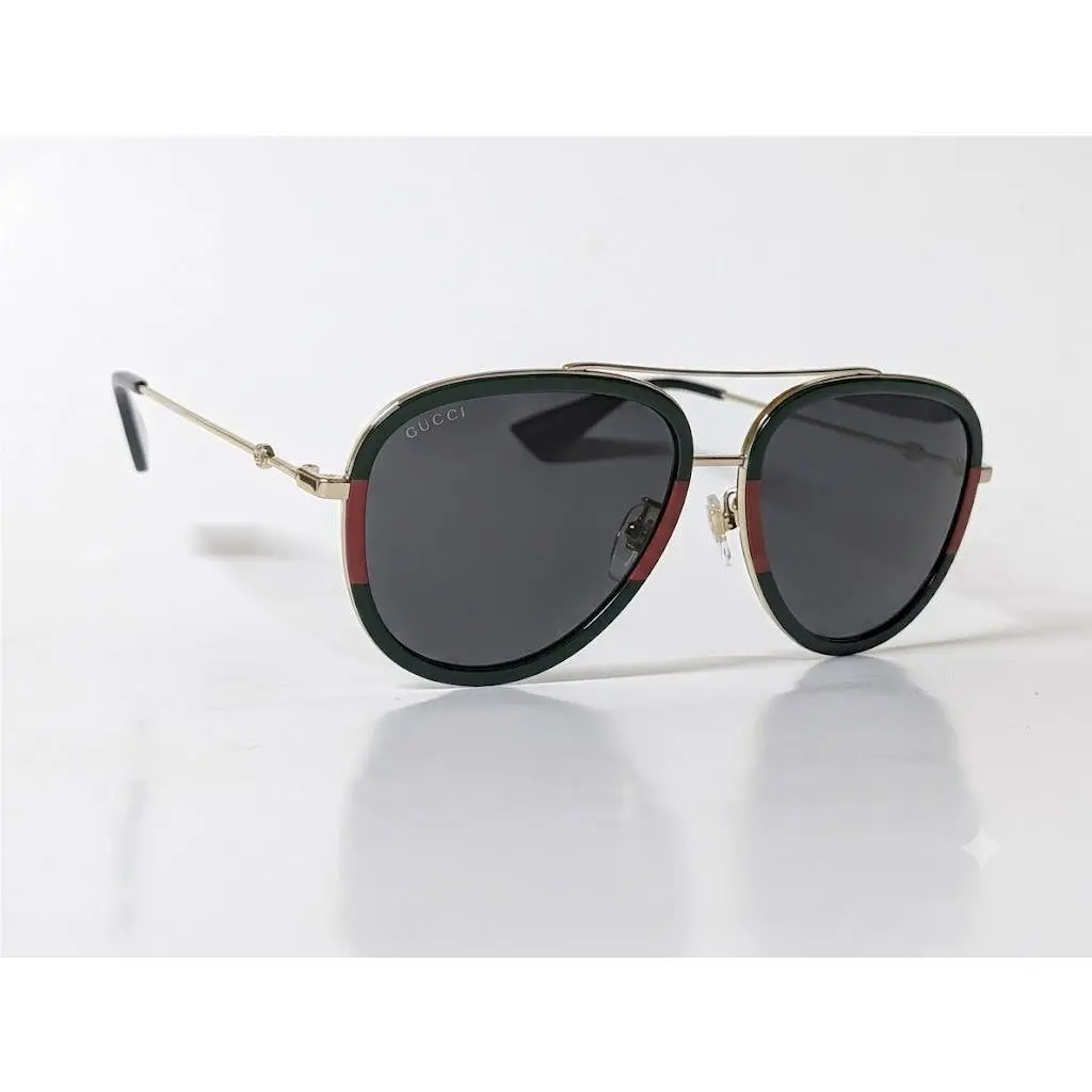 Gucci GG0062S-003 Aviator Sunglasses Gray Lens Gold Color Metal Frame