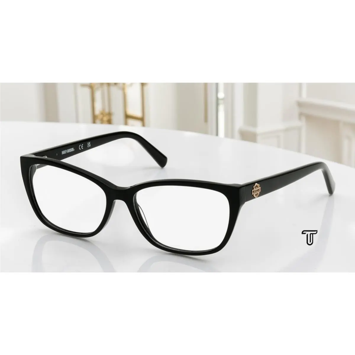 Harley Davidson HD50108 001 Acetate Shiny Black 55 mm Women`s Eyeglasses
