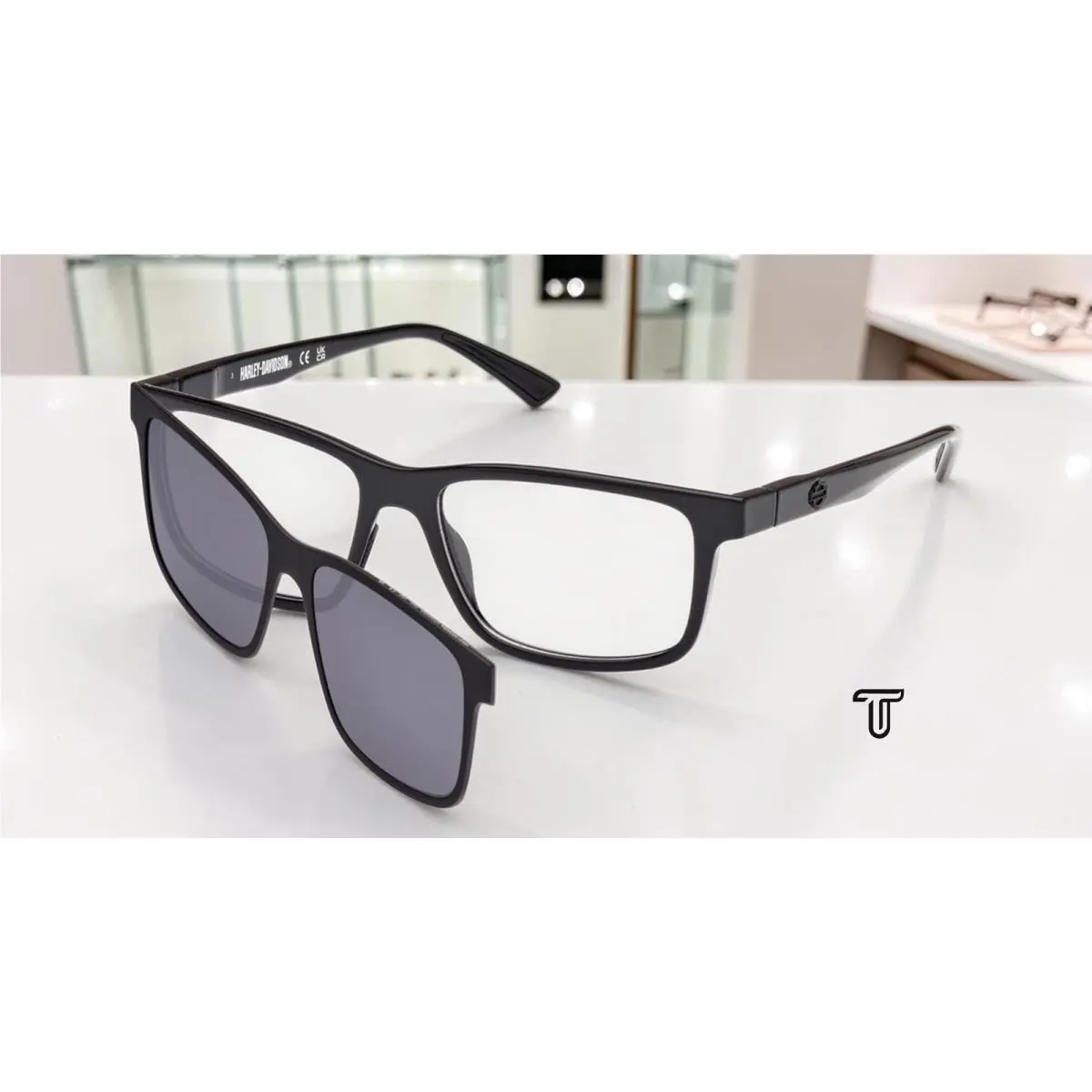 Harley Davidson HD50024 001 Injected Shiny Black 57 mm Men`s Eyeglasses