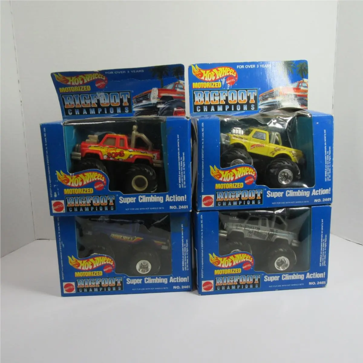 4 Hot Wheels Bigfoot Champions Monster Trucks 1991 Cherry Bomb Warrior Fat Track