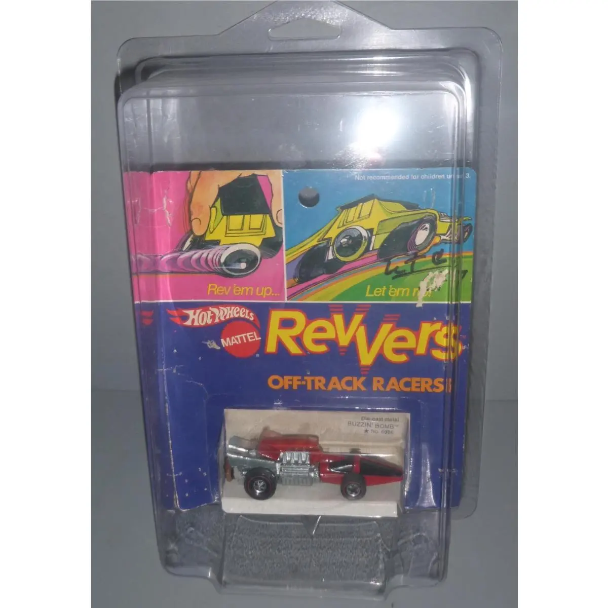 Mattel Hot Wheels Redline Revvers Buzzin Bomb Red Moc 1972 with Protective Case