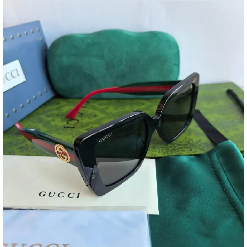 Gucci GG1861 Black Green Red Stripe Gray Sunglasses Gray Len 53mm