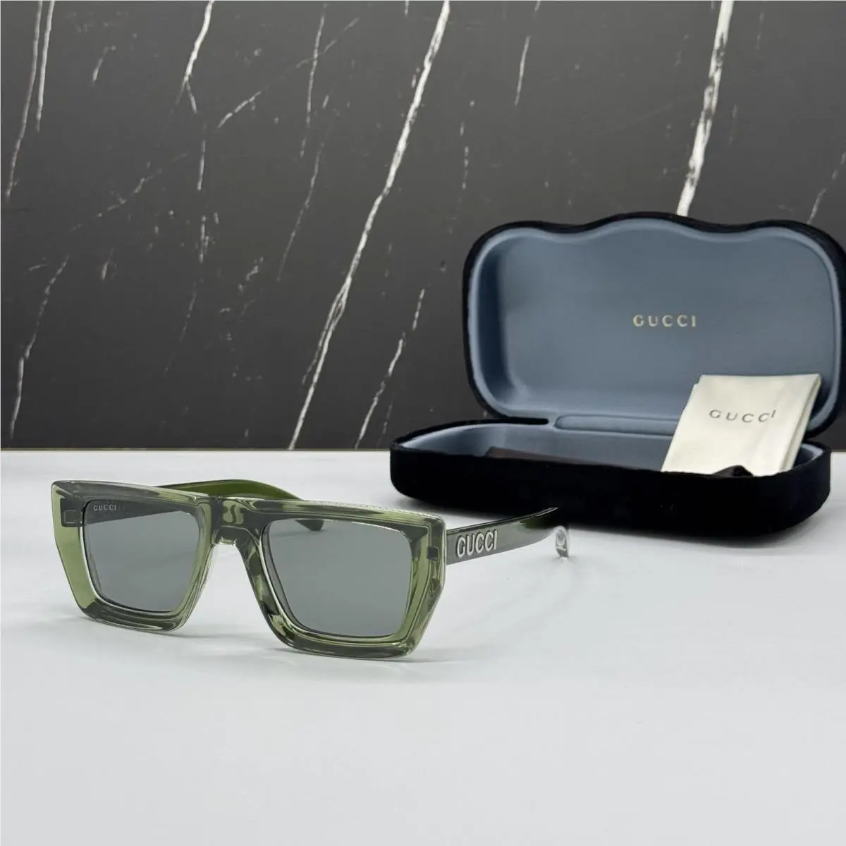 GG1723S 004 Green Gray Unisex Sunglasses by Gucci