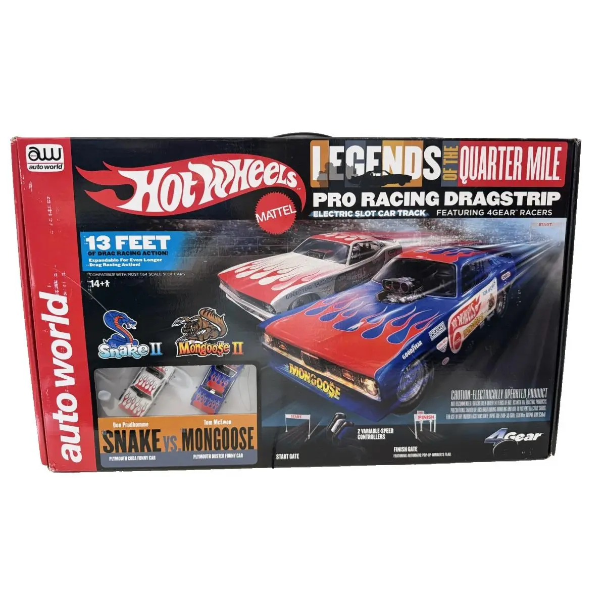 Mattel Hot Wheels Autoworld Pro Racing Dragstrip Slot Car Snake Mongoose