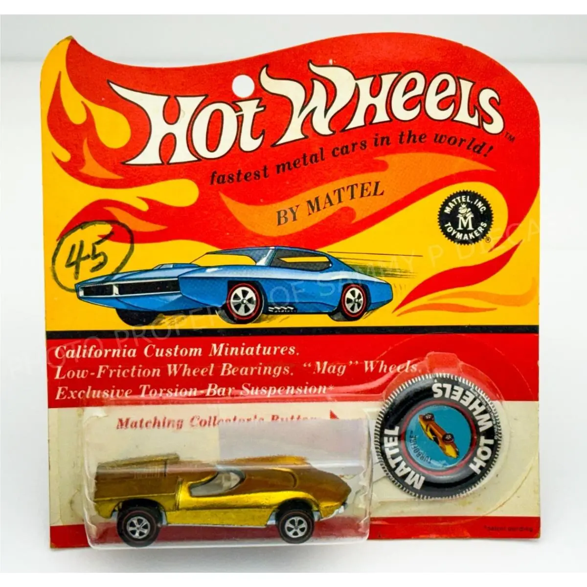 Hot Wheels Redline Turbofire Gold White Interior IN Cheetah Card Blisterpack