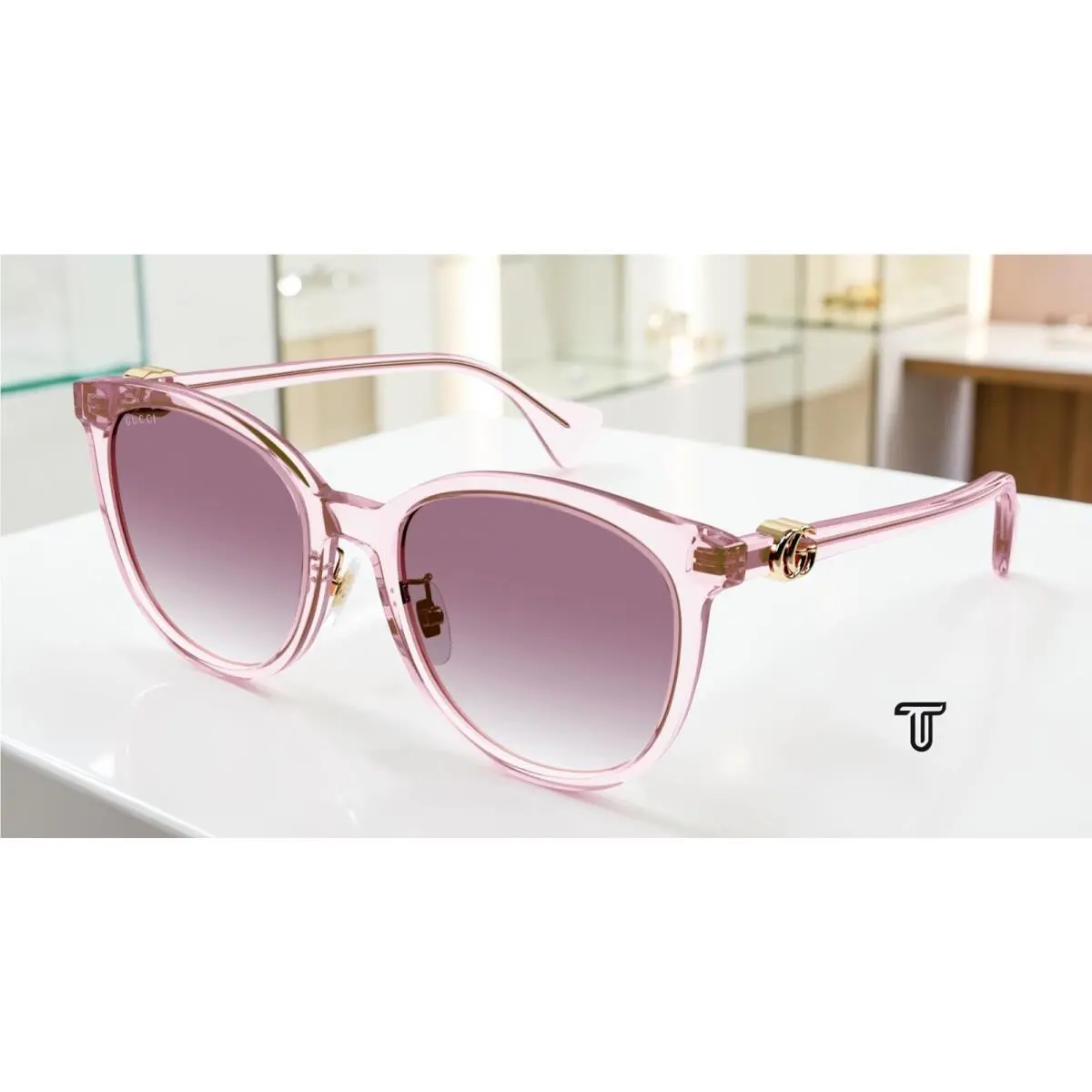 Gucci GG1180SK 005 Round Oval Panthos Pink Violet 56 mm Women`s Sunglasses