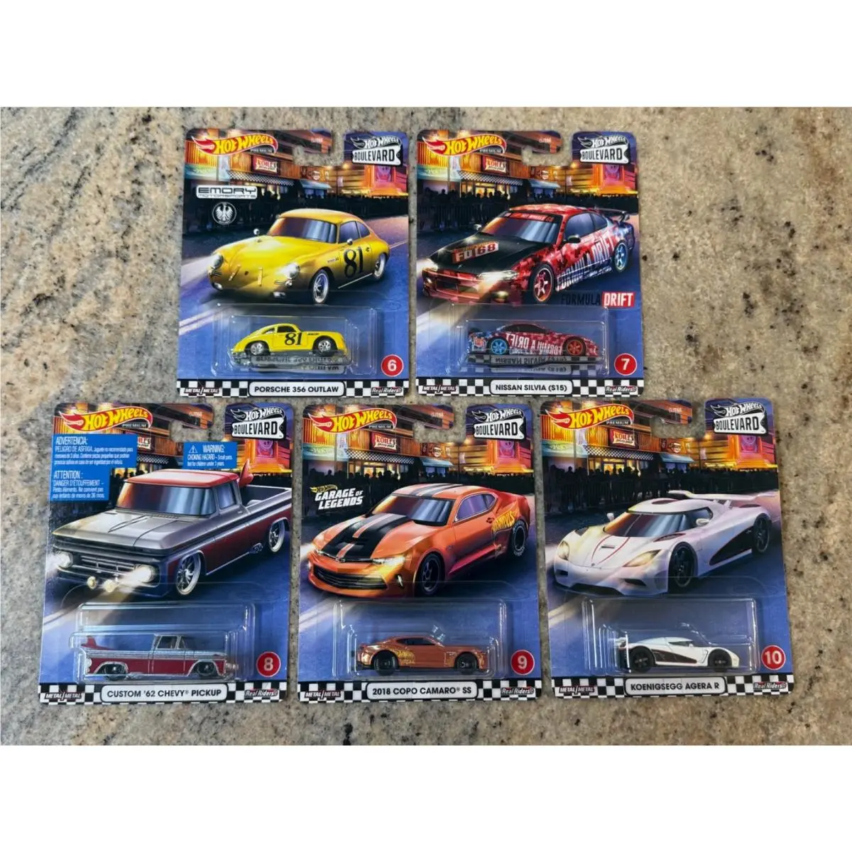 2020 Hot Wheels Premium Boulevard Mix 2 Set - 6-10 w/ Chevy Nissan Porsche