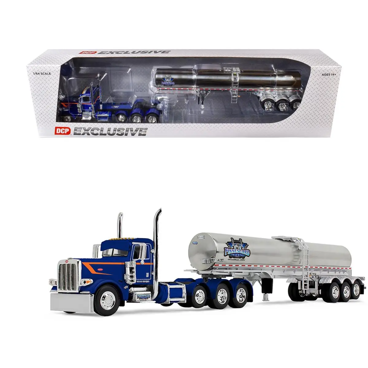 Peterbilt 389 Tri Axle Day Cab Walker Food Grade Tank Trailer Blue 1/64