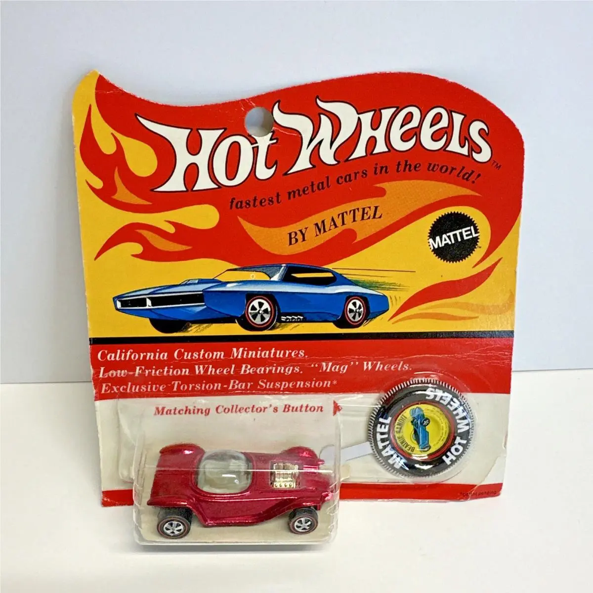 1969 Hot Wheels Redlines Rose Red ”beatnik Bandit” Blisterpack BP