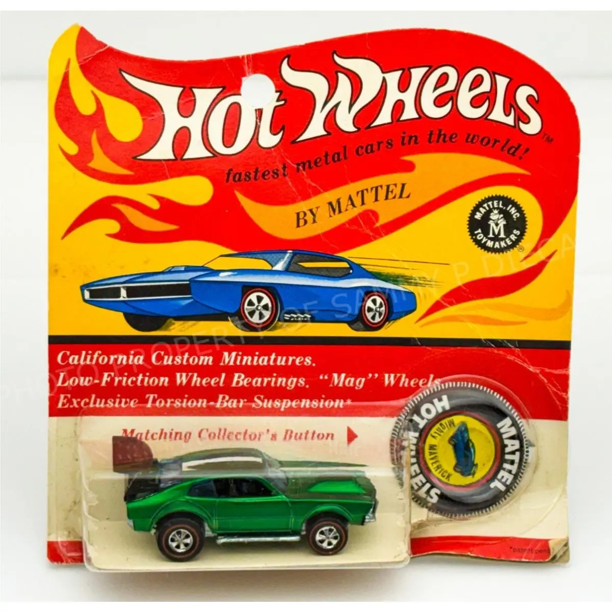 Hot Wheels Redline Mighty Maverick Green HK Black Interior in Blisterpack