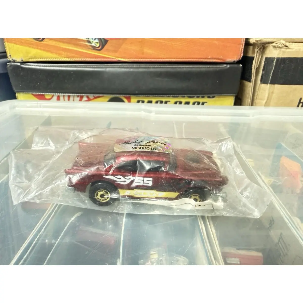 Hot Wheels 55 Chevy Dark Red Rare Yellow Tampo Hogd Wheels Baggie