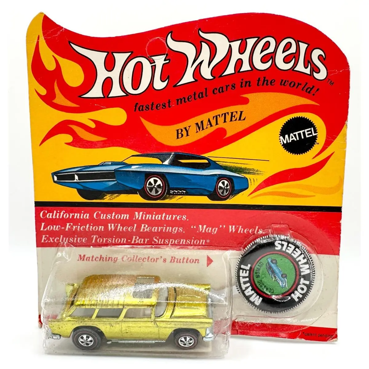 Vintage Hot Wheels Redline 1970 Yellow Classic Nomad Blister Pack Very Nice BP