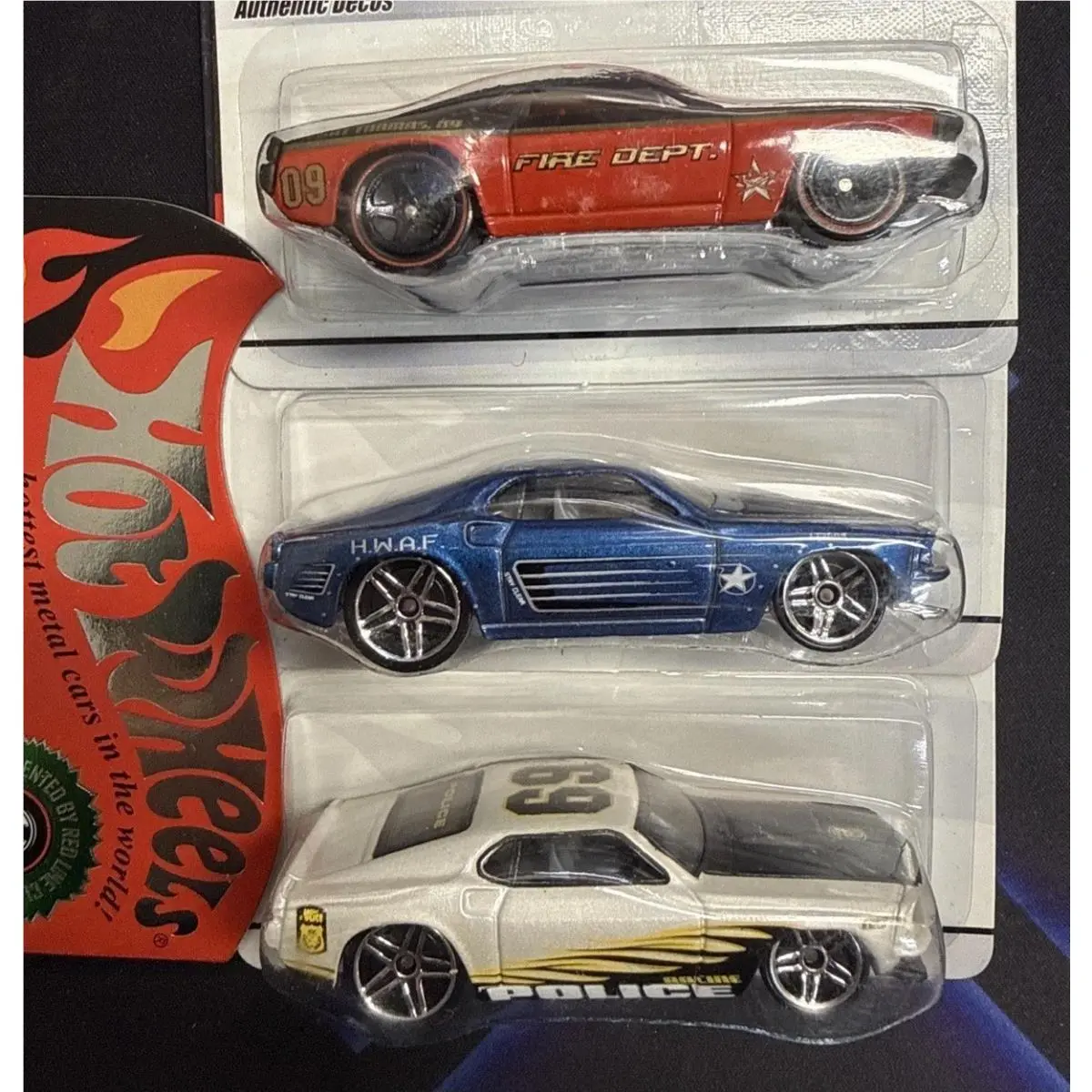 Hot Wheels 2009 Military Rods 69 Mustang Fire - Cop- Military Rod 3 Car Set