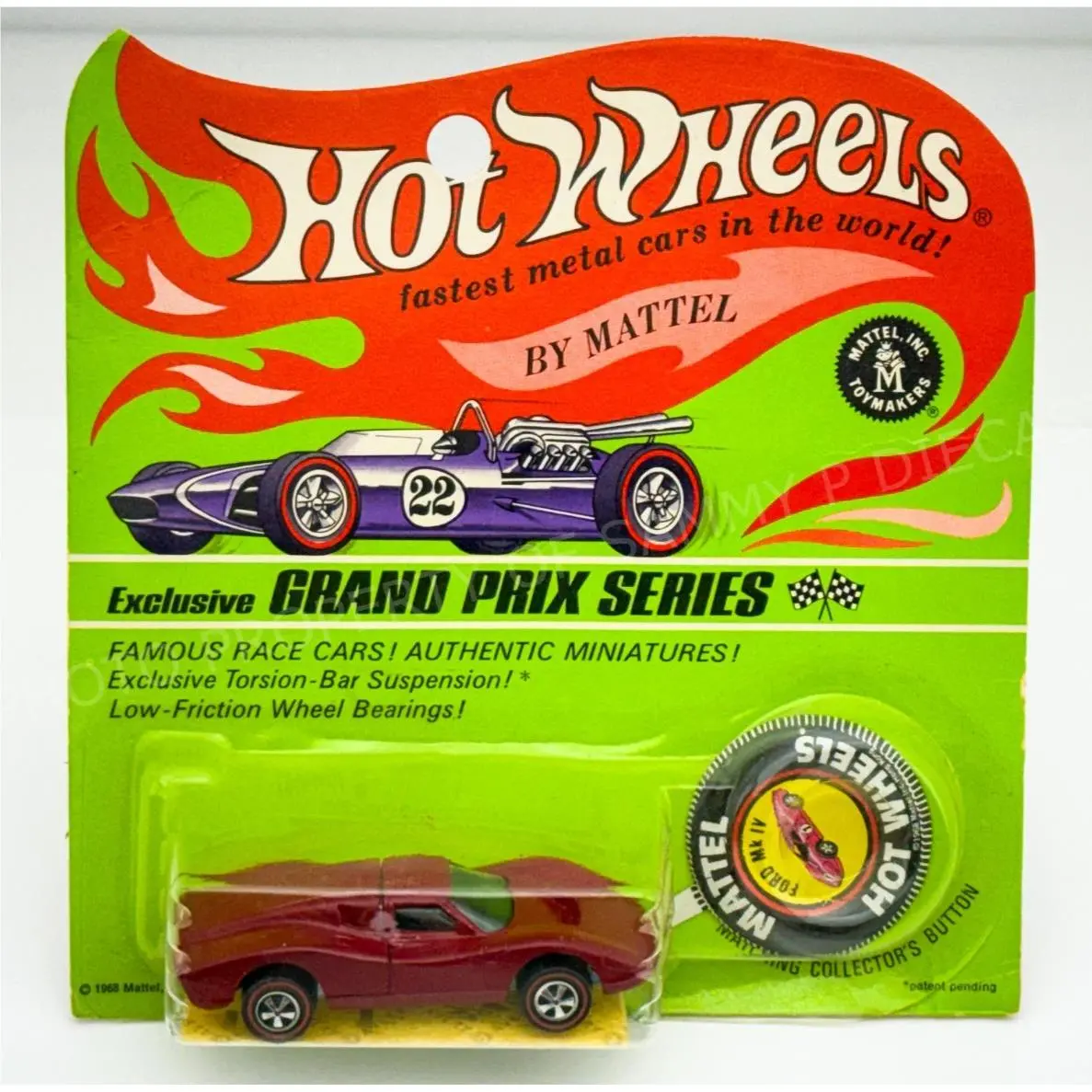 Hot Wheels Redline Ford Mark IV Red Enamel US Black Interior Blisterpack