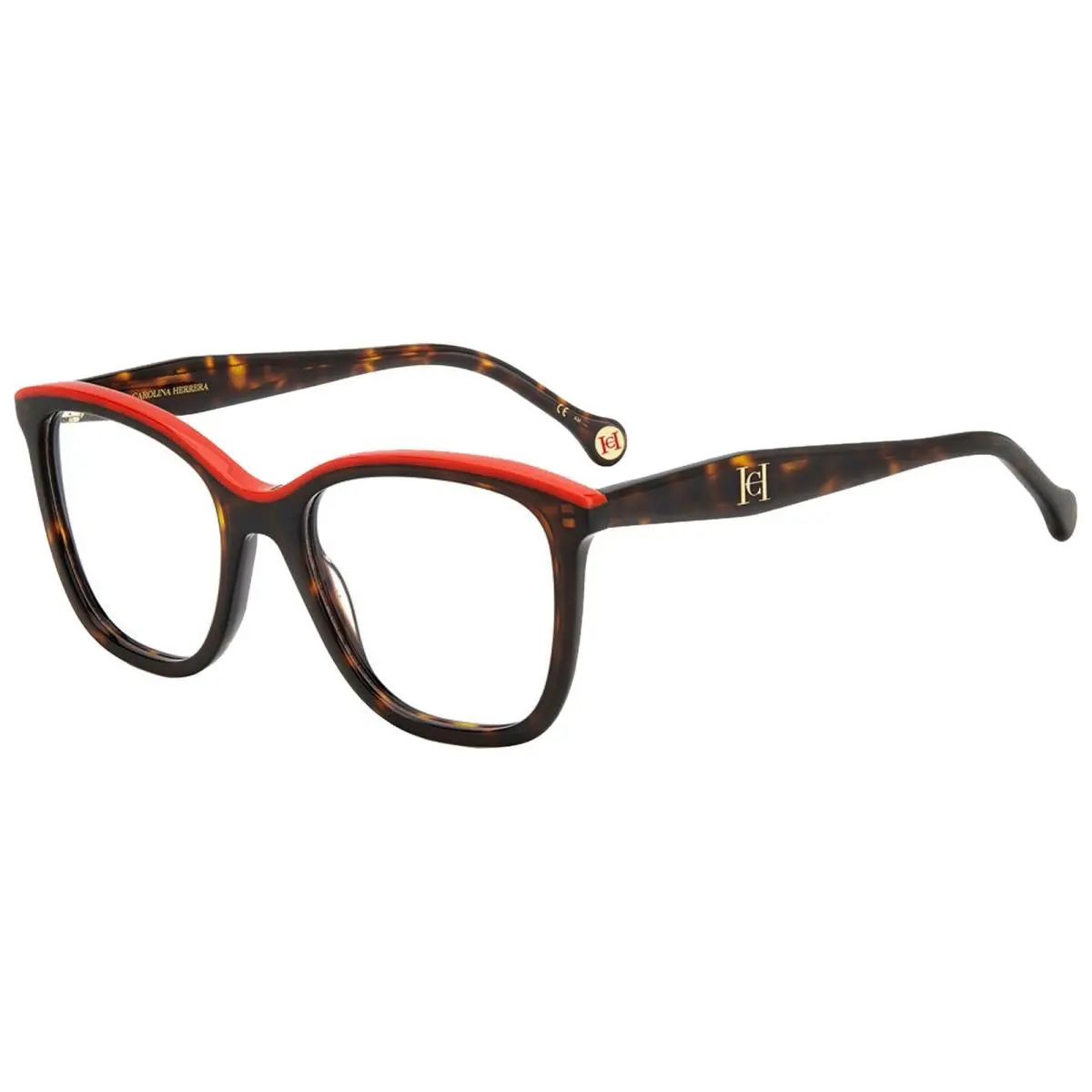 Carolina Herrera Women`s Havana Red Square Eyeglasses - HER0146-0O63-52