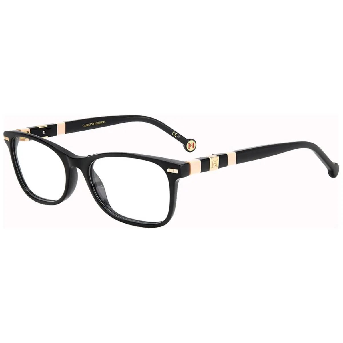 Carolina Herrera Blk Rectangle Eyeglasses w Rivet Detailing HER0110 0KDX 54