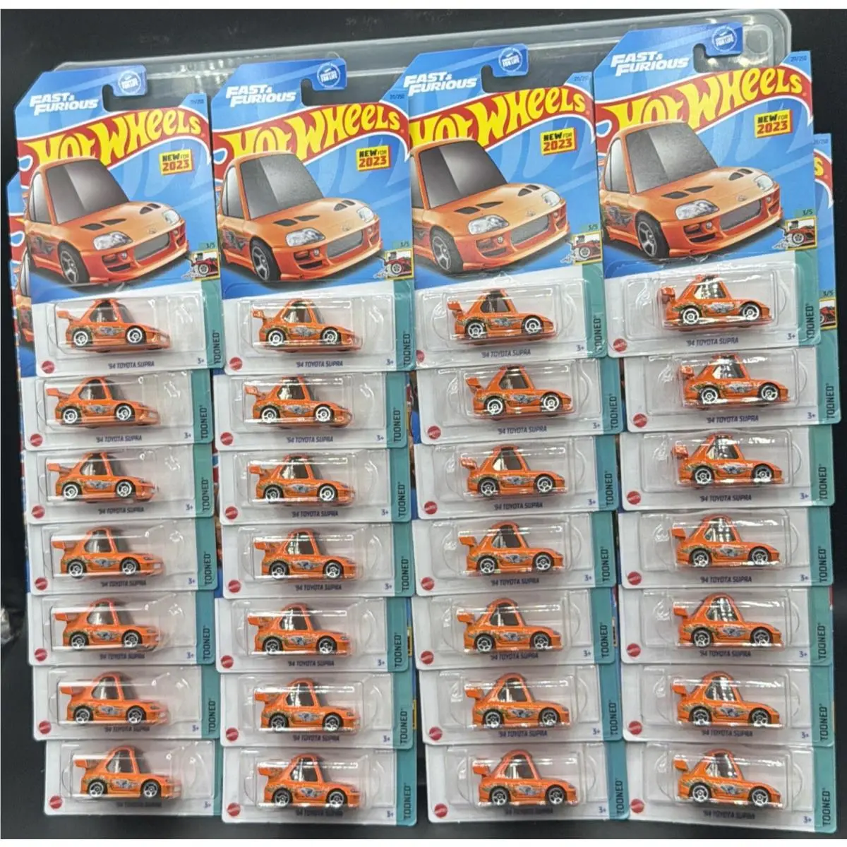 Lot X28 2023 Hot Wheels Tooned Fast and Furious Orange 94 Toyota Supra 3/5
