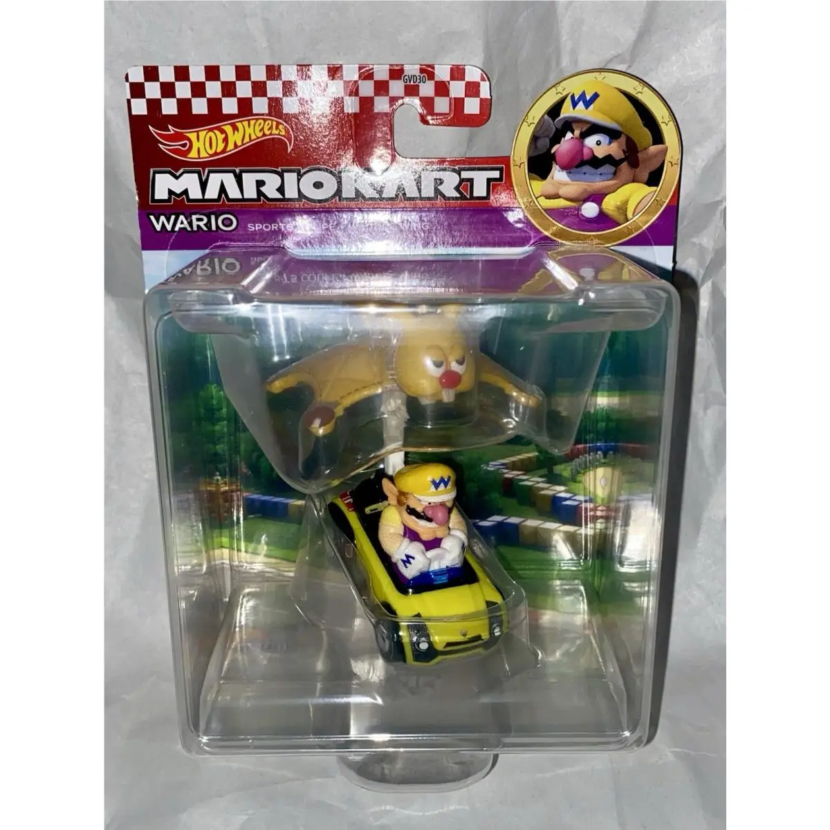 Hot Wheels Mariokart 2020 Wario Sports Coupe Waddle Wing Glider Die Cast Oop Htf