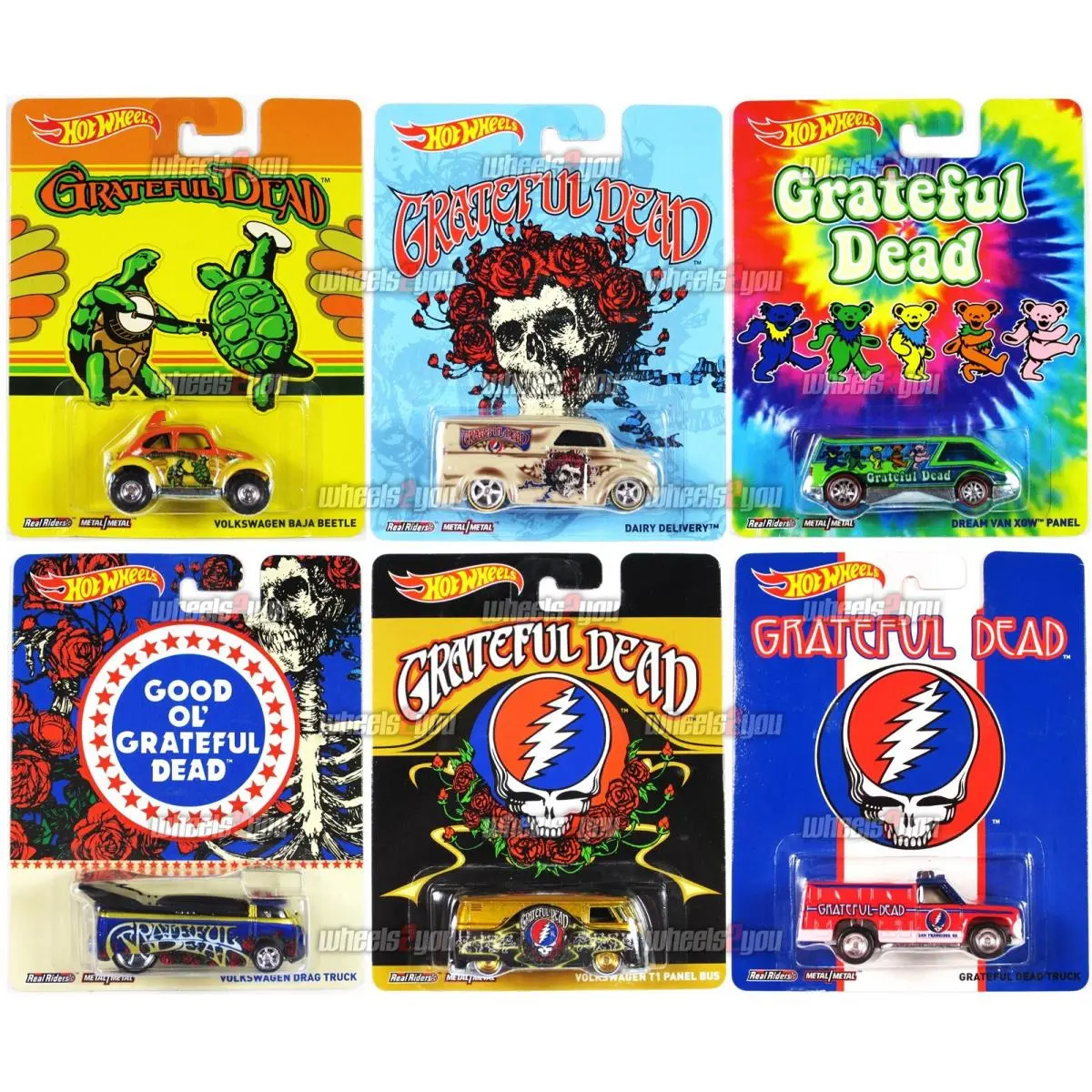 2014 Hot Wheels Grateful Dead Set of 6 HW Pop Culture 1:64 Volkswagen T1 Panel