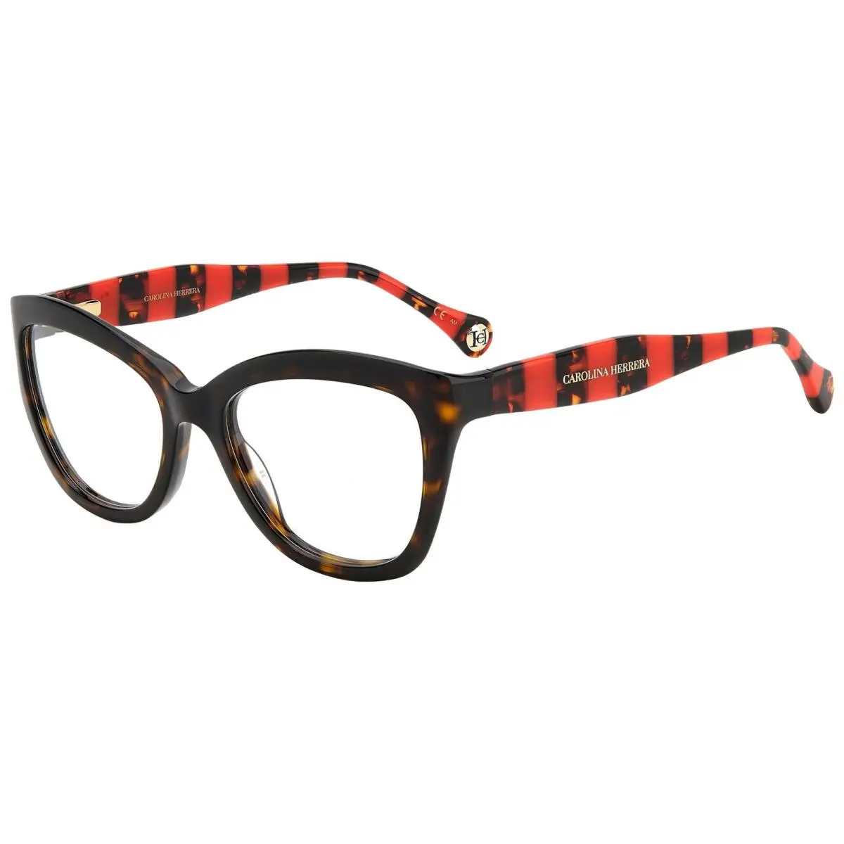 Carolina Herrera Women`s Havana Red Cat Eye Eyeglasses - HER0088-0O63-53 - Frame: Havana Red