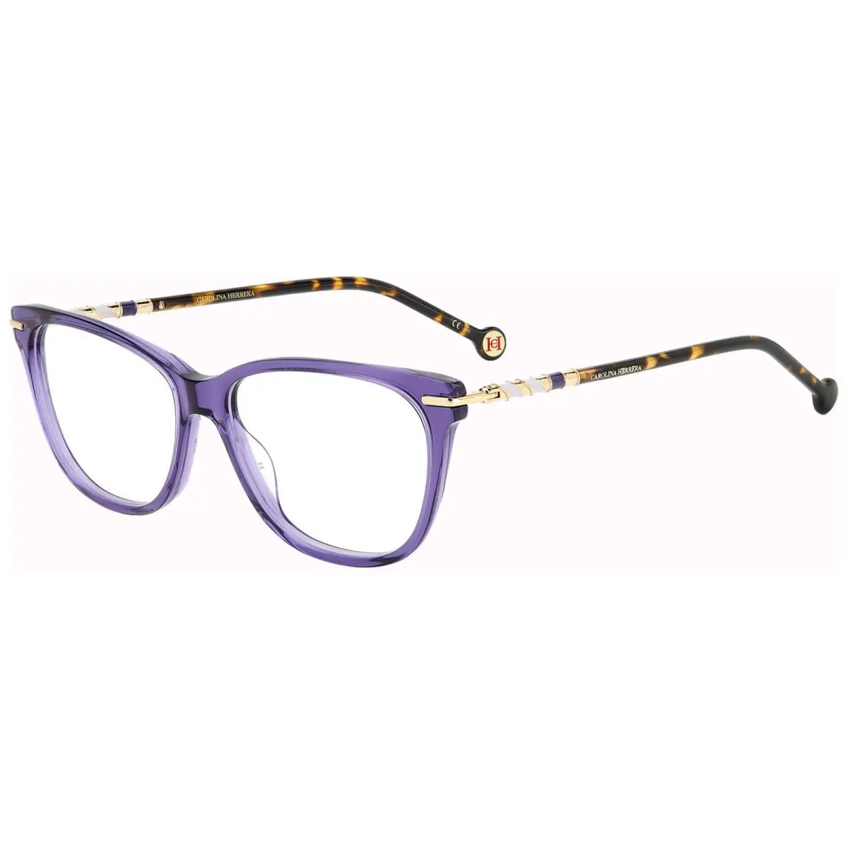 Carolina Herrera Violet Havana Soft Square Eyeglass Frames - HER0096 0HKZ 15