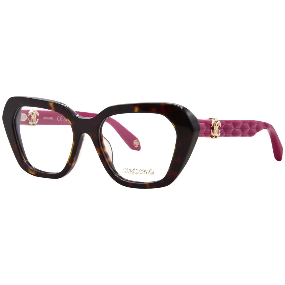 Roberto Cavalli VRC070V 0743 Eyeglasses Women`s Shiny Brown/yellow Full Rim 54mm