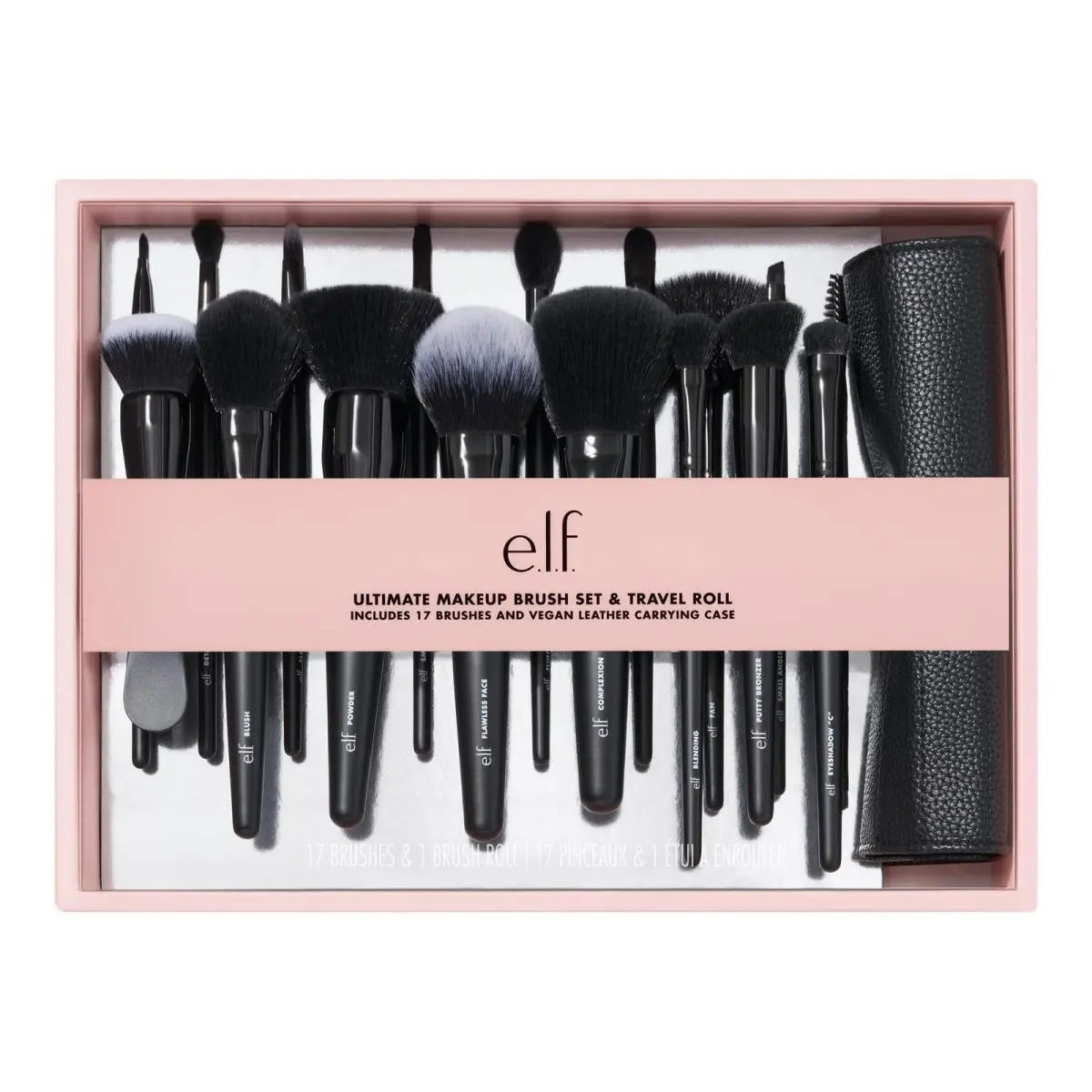 Makeup Brush Set 17 Piece Ultimate Foundation Eyeshadow Powder E.l.f. Travel