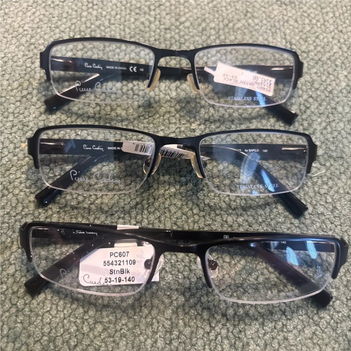 Eye Glasses Satin Black Lot Of 3 by Pierre Cardin