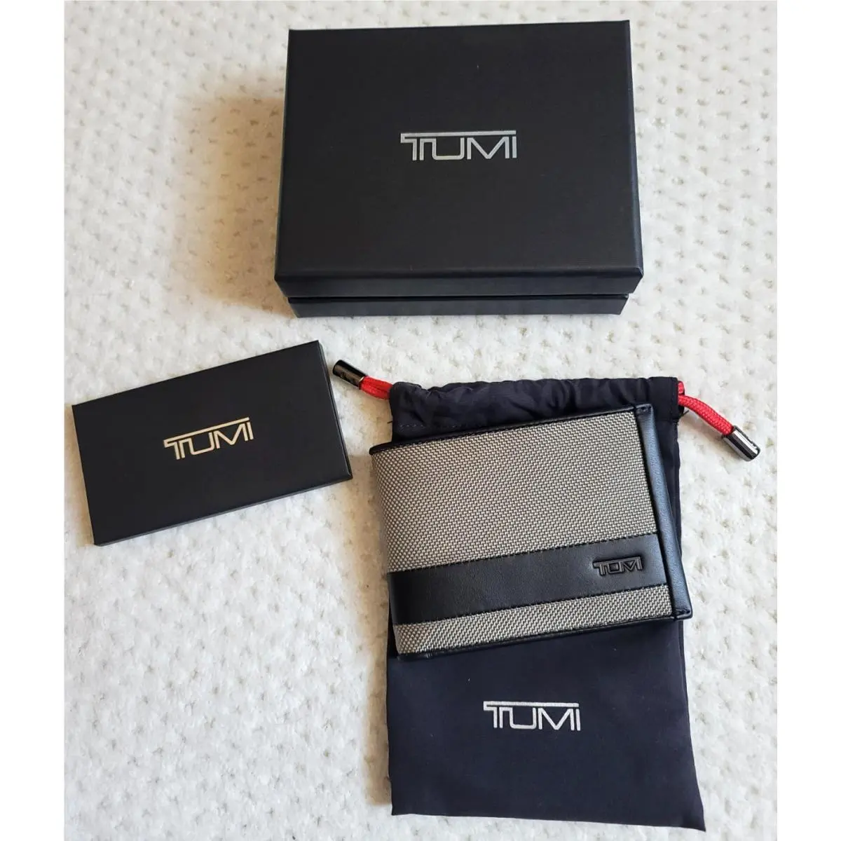 Tumi Alpha Slg Double Billfold PX6 Leather Wallet Gift Box Grey Alloy