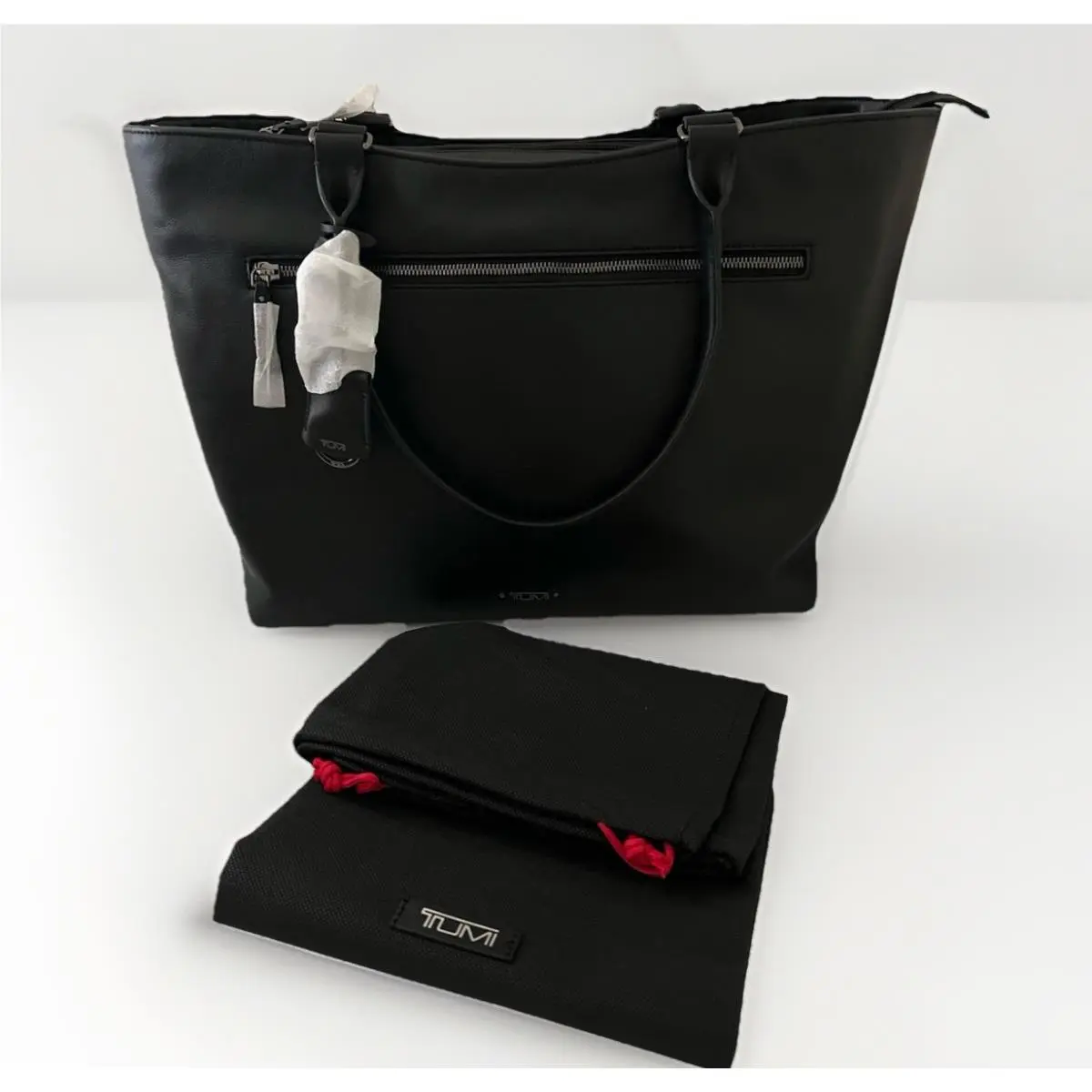 Voyageur Catarina Large Leather Tote Bag Black Laptop Compartment by Tumi