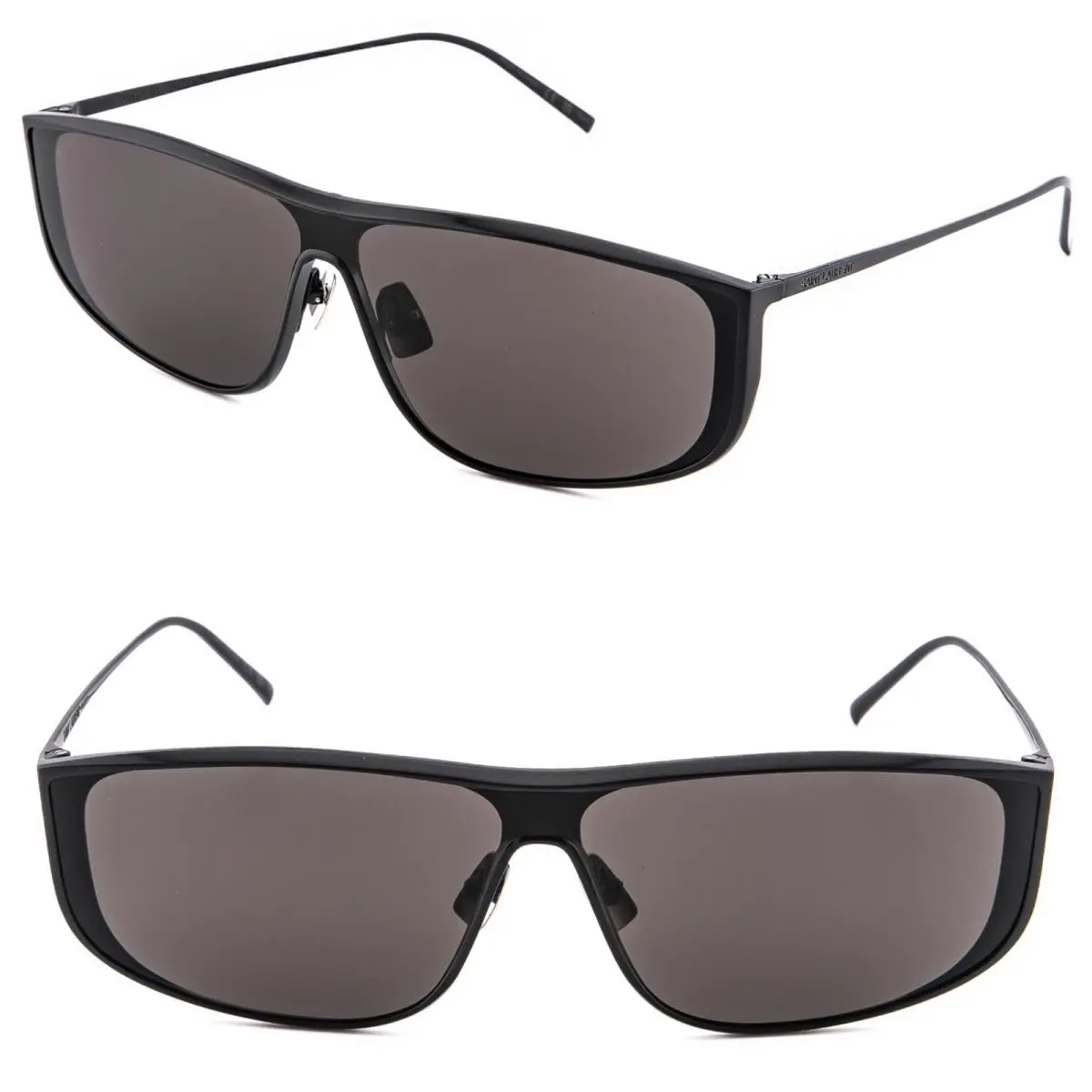 Saint Laurent Luna SL 605 SL605 Black Narrow Aviator Metal Sunglass Unisex 002