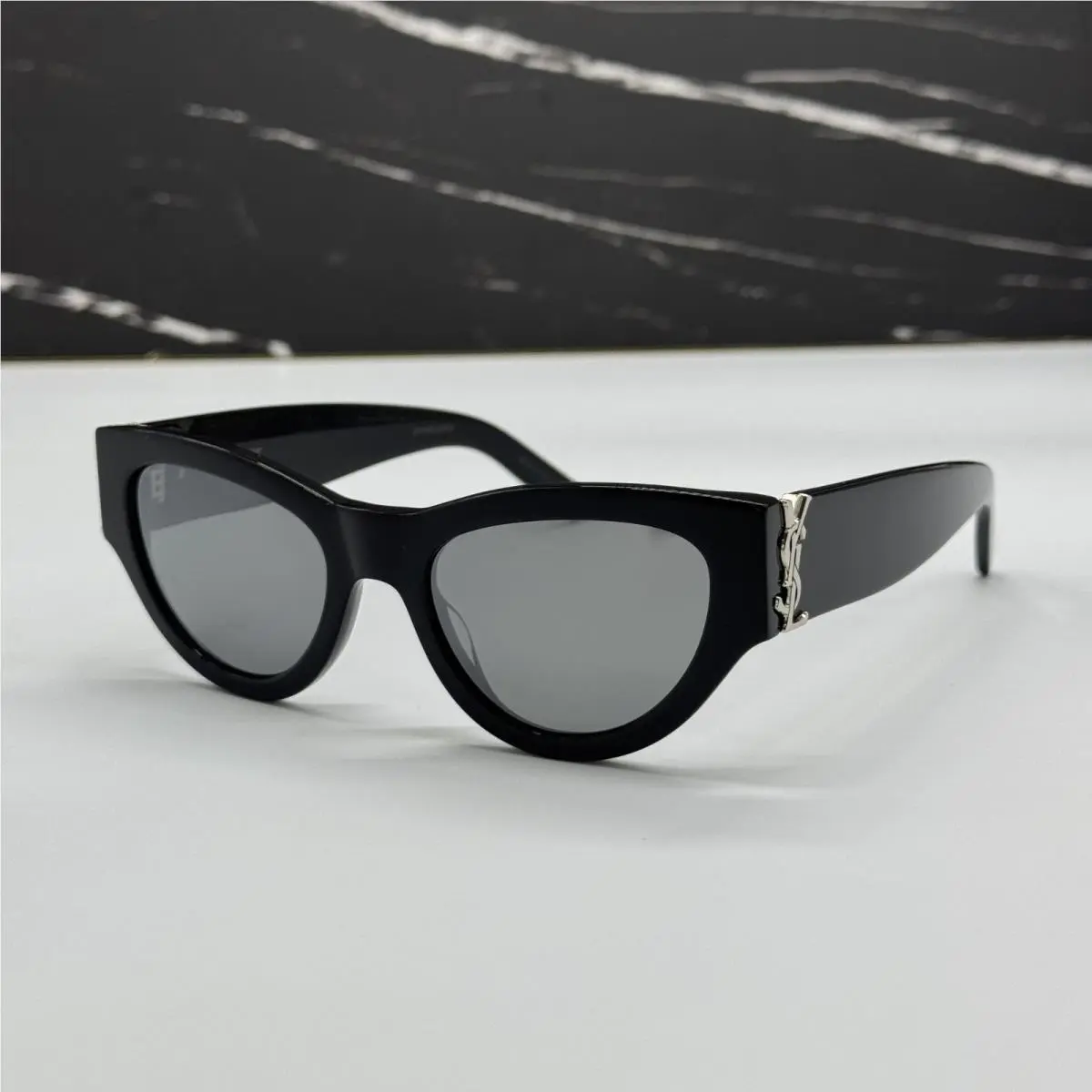 Saint Laurent SL M94 002 Black Silver Cat Eye Women Sunglasses SLM94 by Yves Saint Laurent