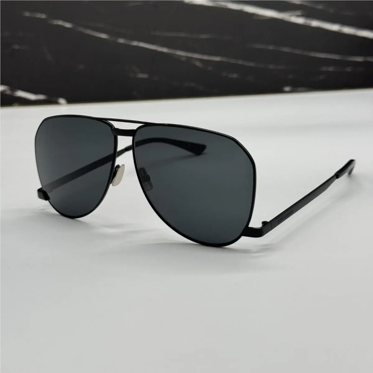 Saint Laurent SL690 Dust 001 Black Unisex Aviator Sunglasses