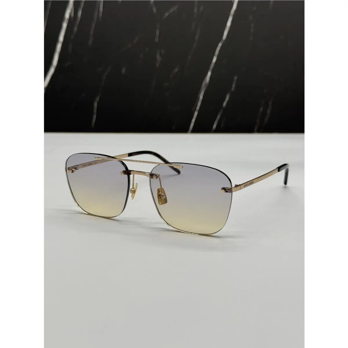 Saint Laurent SL309 Rimless 004 Sunglasses Unisex Gold/purple Gradient Eyewe by Yves Saint Laurent
