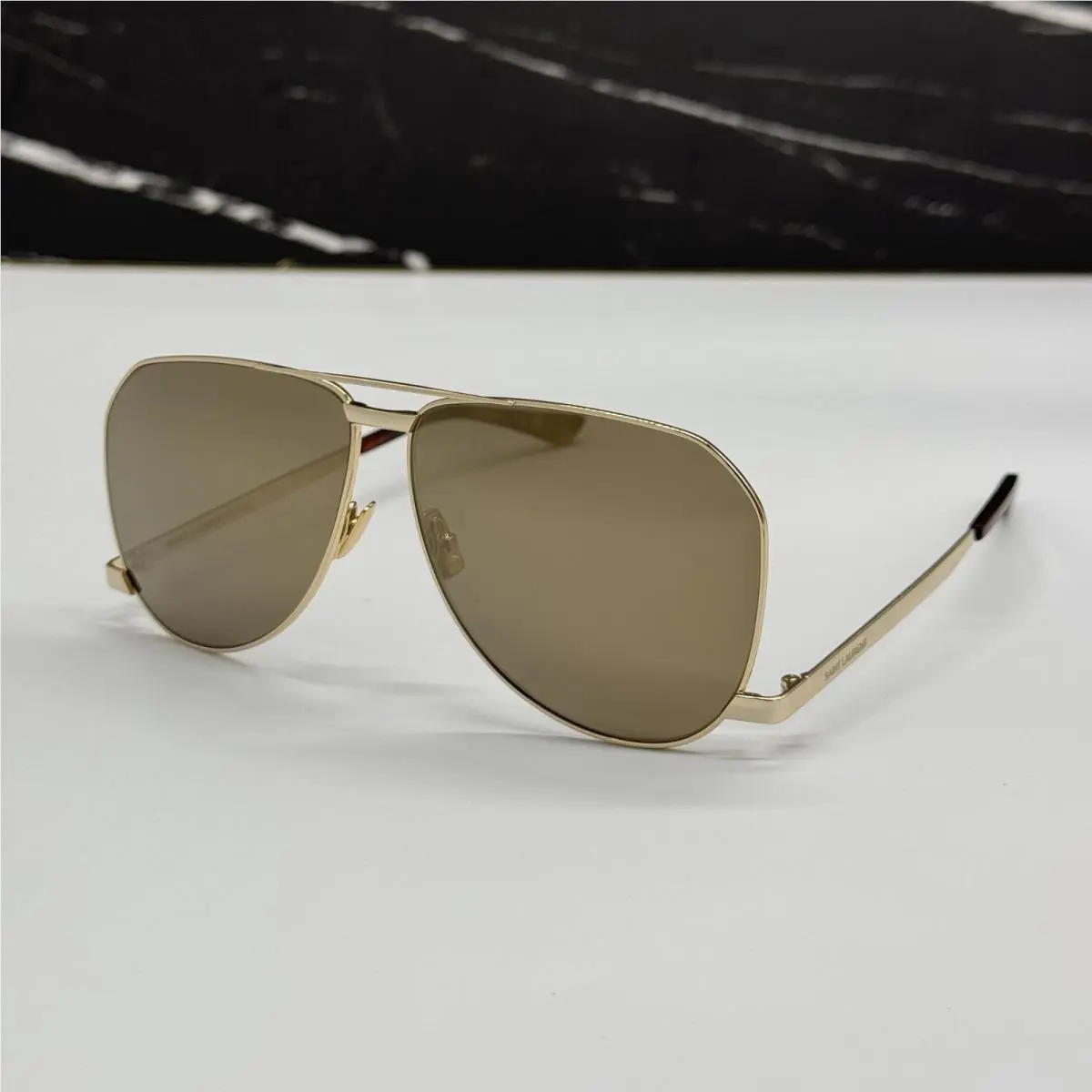 Saint Laurent SL690 Dust 004 Gold Unisex Aviator Sunglasses