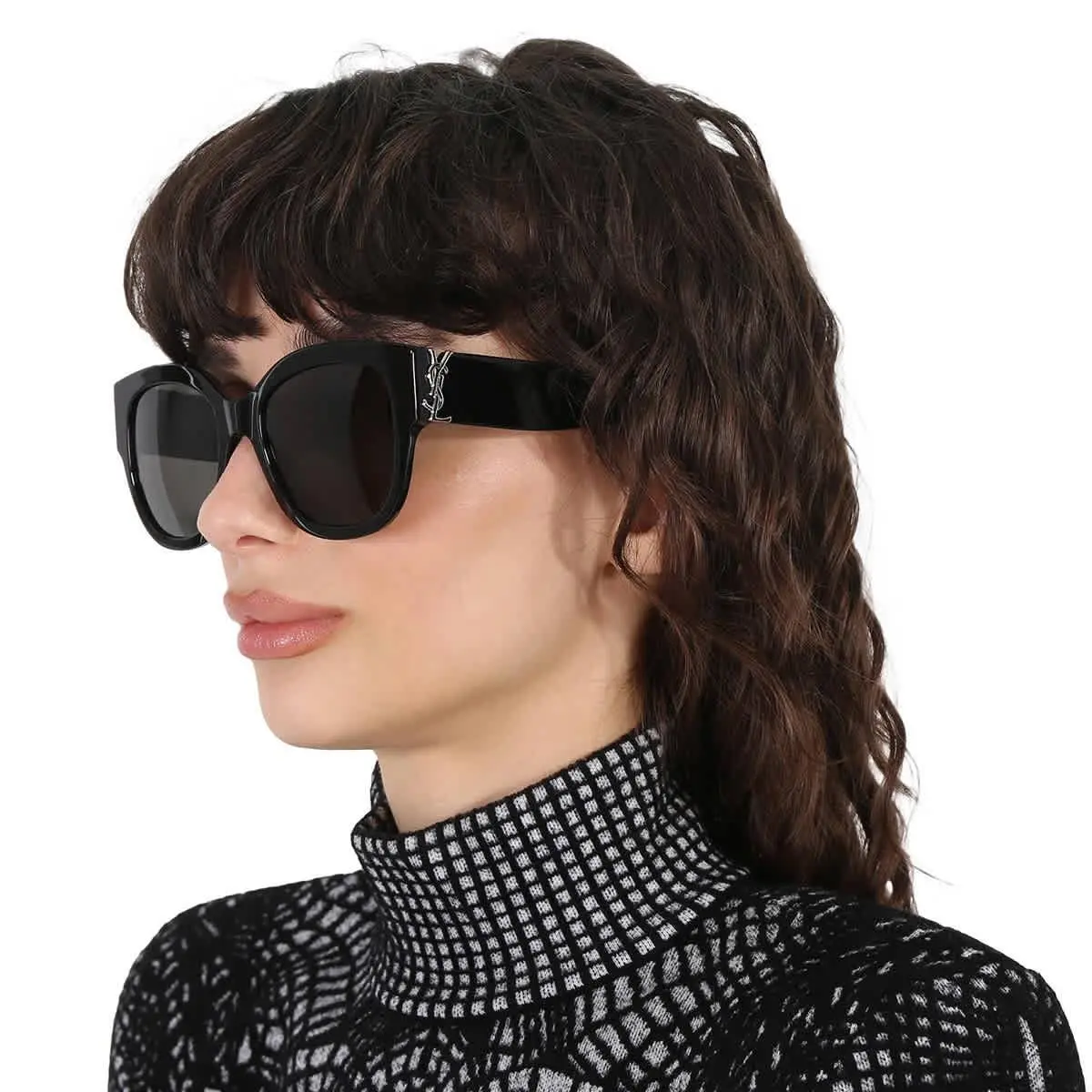 Saint Laurent Grey Round Ladies Sunglasses SL M95/F 005 56 SL M95/F 005 56