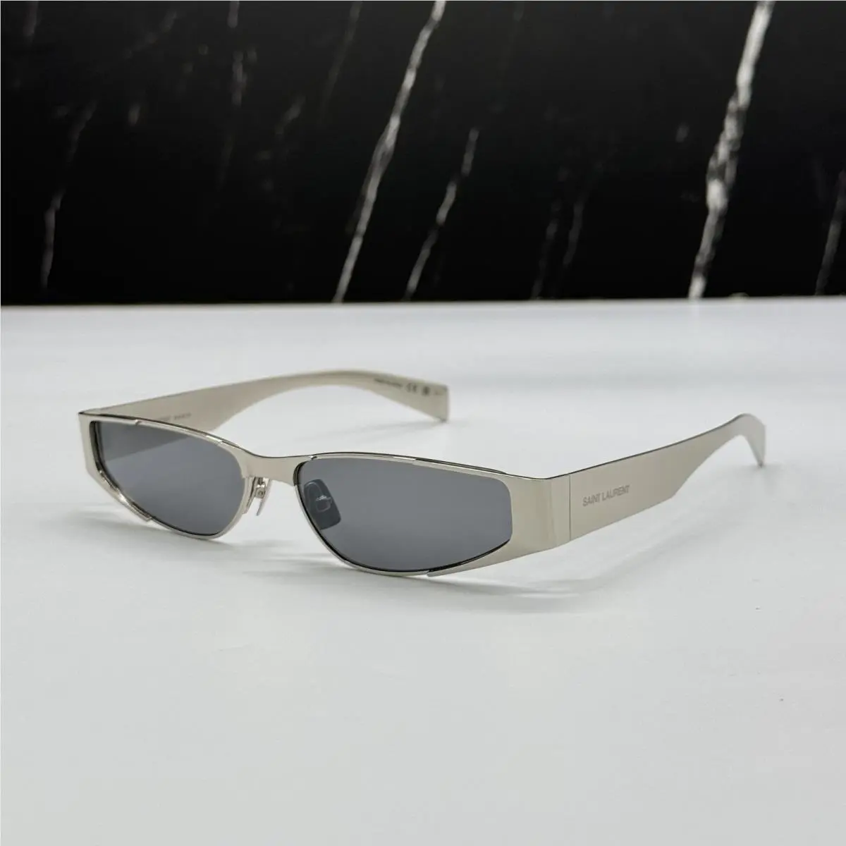 Saint Laurent SL739 001 Silver Metal Unisex Sunglasses by Yves Saint Laurent