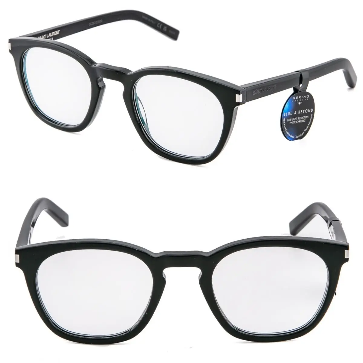 Saint Laurent SL 28 SL28 Black Clear Blue Light Block Unisex Retro Sunglass 044 by Yves Saint Laurent