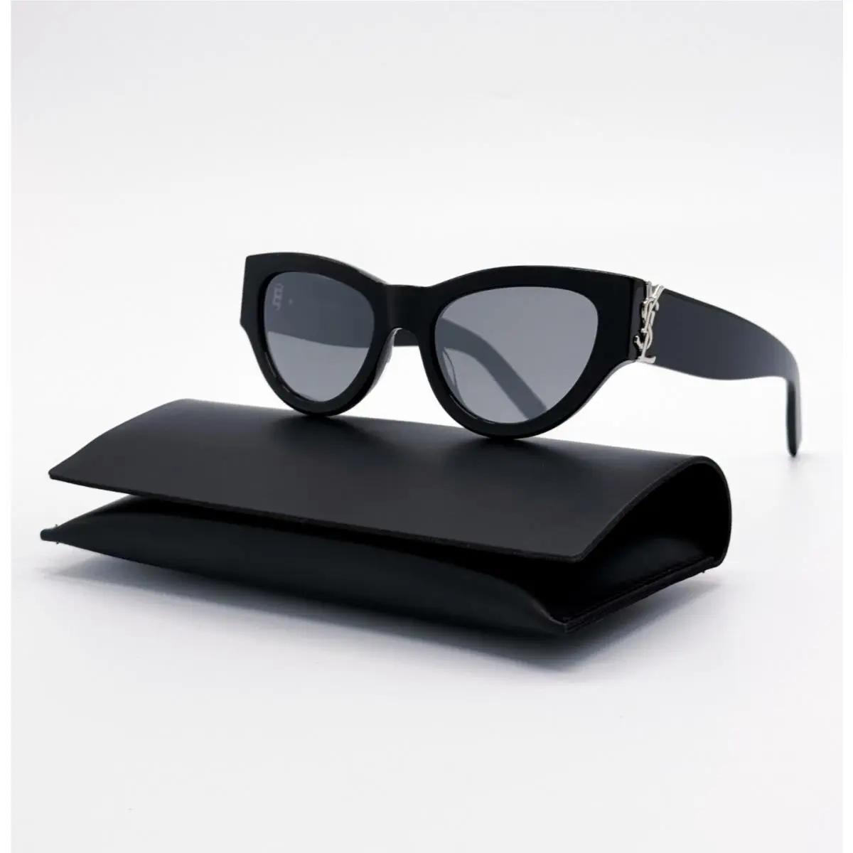 Saint Laurent Black Silver Cat Eye Sunglasses SL M94 002