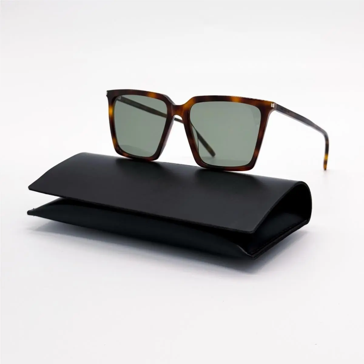 Saint Laurent Square Havana Green Women Sunglasses SL474 002