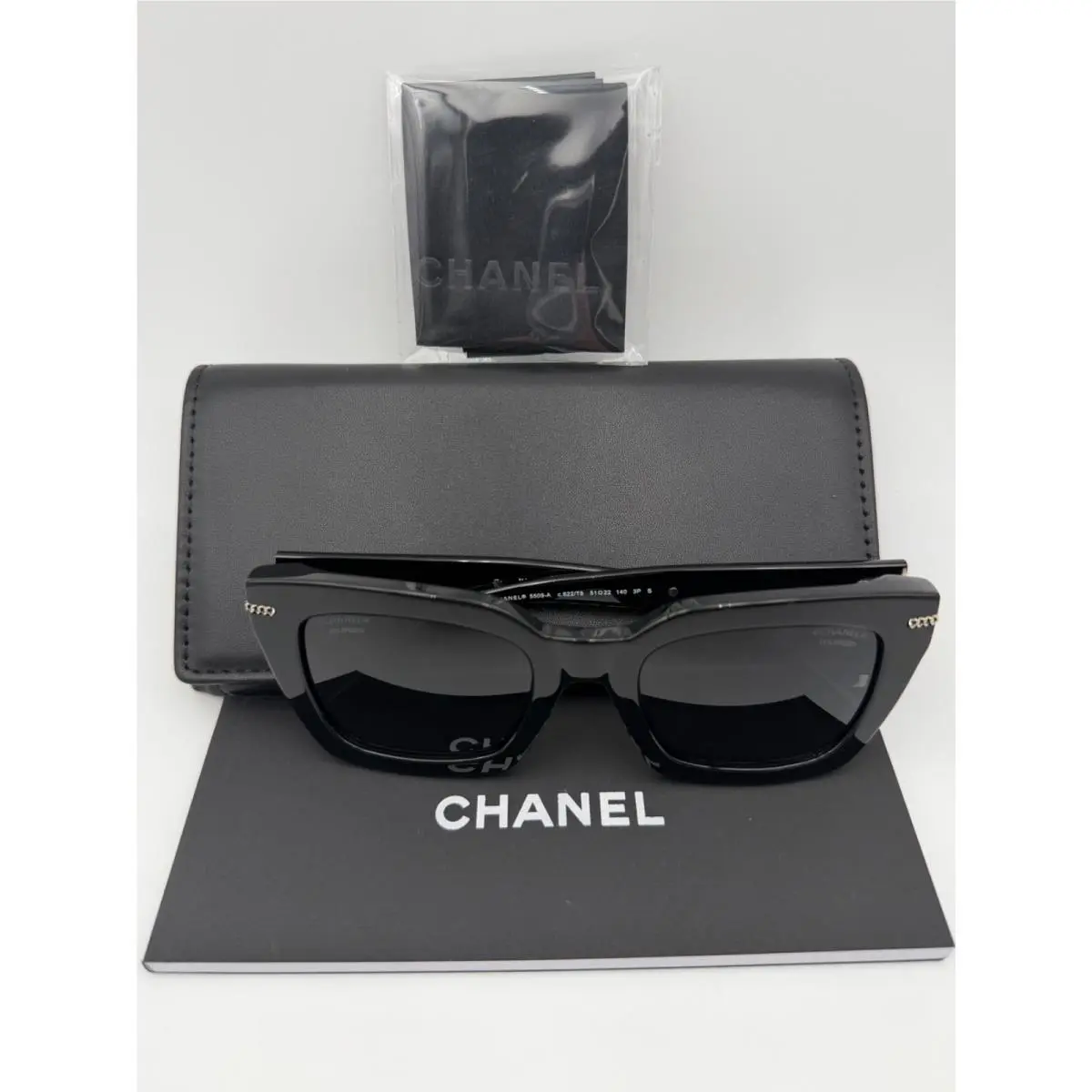 Chanel Sunglasses 5509 A 622/T8 Polarized Black Gold Gray 51 22 140