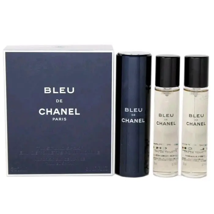 Bleu DE Chanel Blue Eau de Toilette Travel Twist and Spray 3x20ml Men`s Set